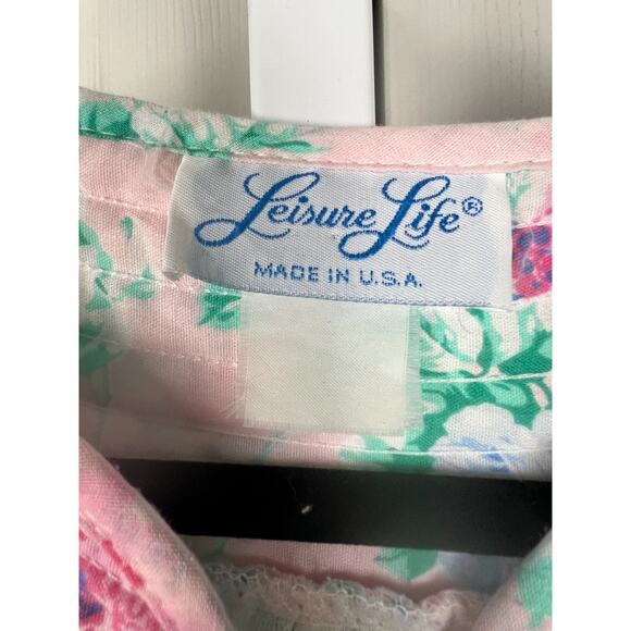 Vtg Leisure Life Quilted Robe Pink Blue Floral Sz XL Cottage Country Look - Picture 2 of 10